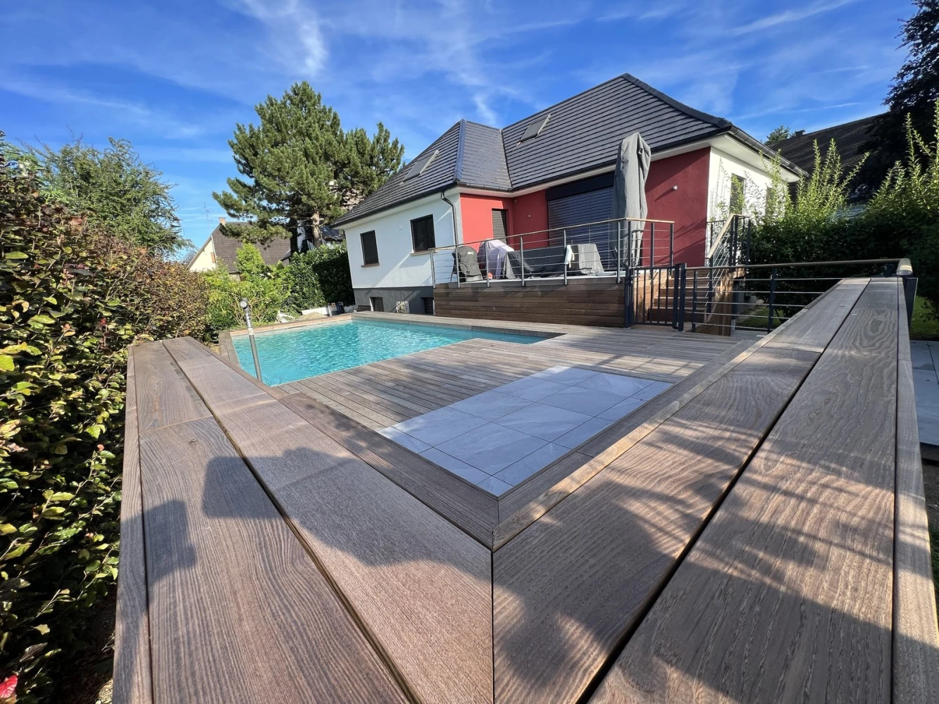 Aménagement extérieur complet avec piscine à Strasbourg-Robertsau – BH Solutions