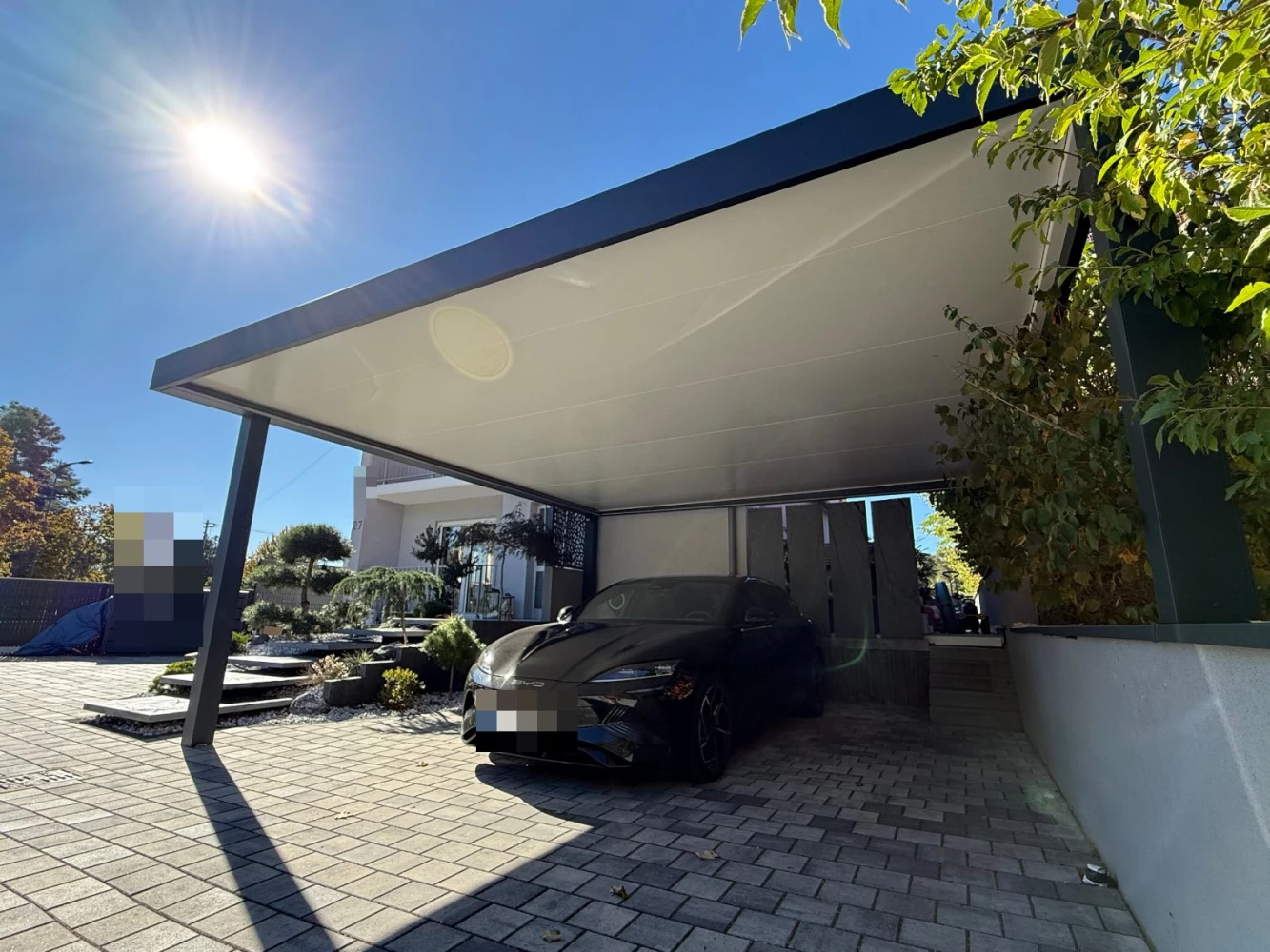 Carport aluminium Solisysteme Carisma autoporté 2 voitures à Bischwiller – BH Solutions