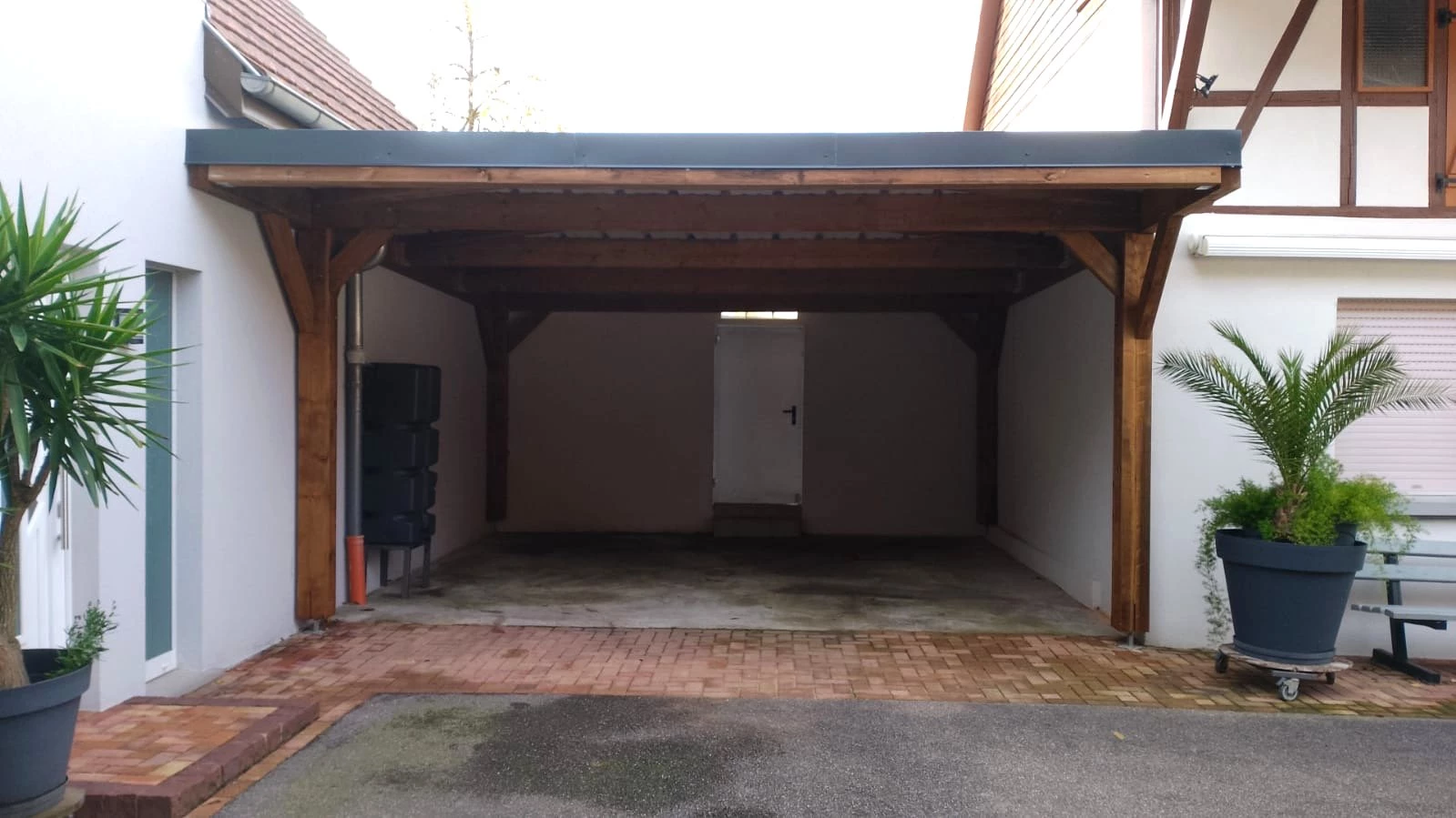 Carport bois Moduland® adossé à Salmbach – BH Solutions