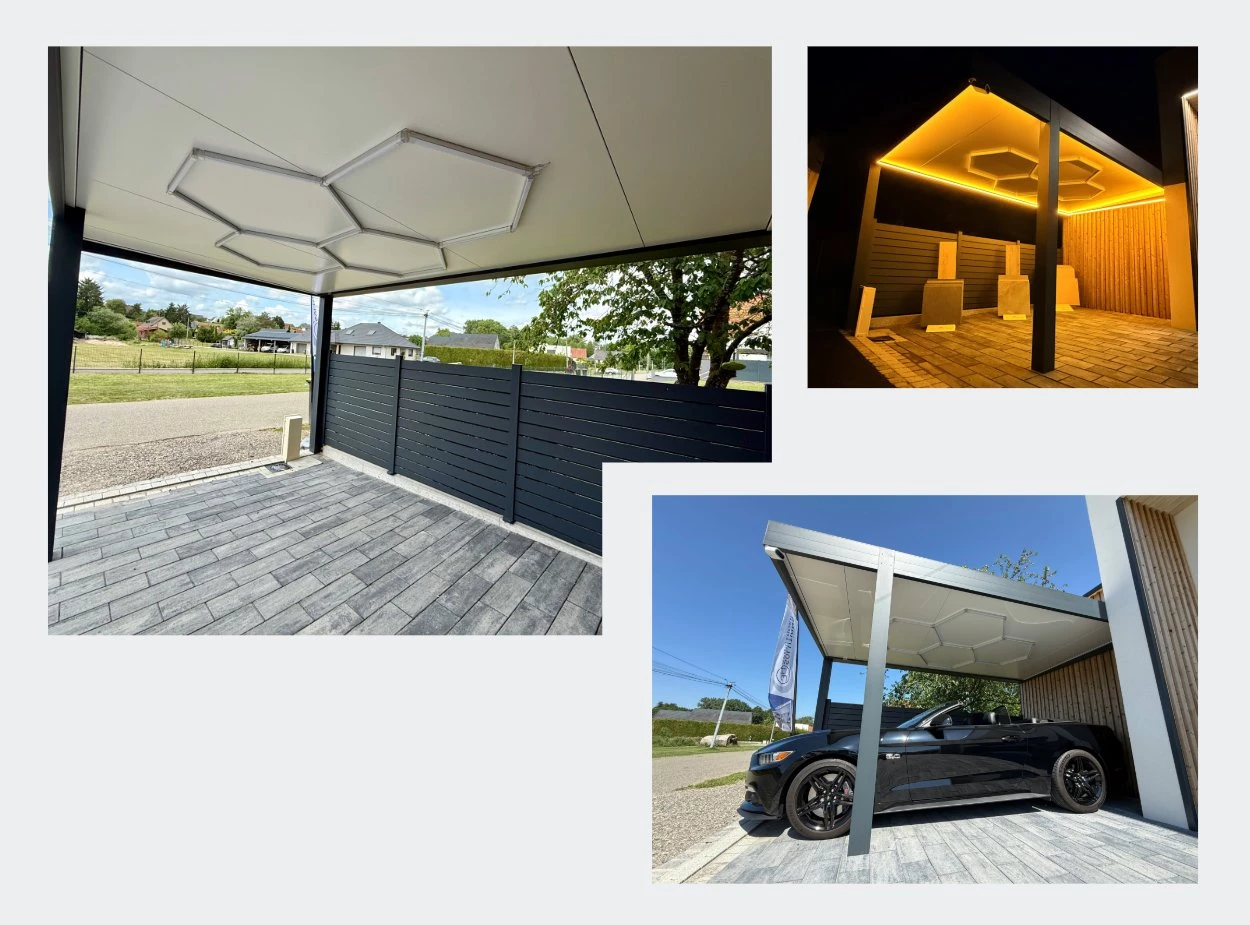 Carport d’exposition au showroom BH Solutions à Schirrhein