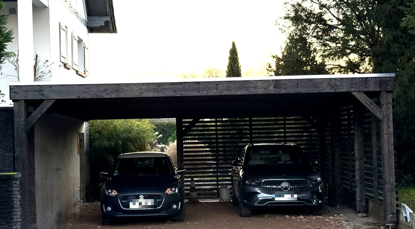 Double carport bois Moduland® avec claustra à Weyersheim – BH Solutions